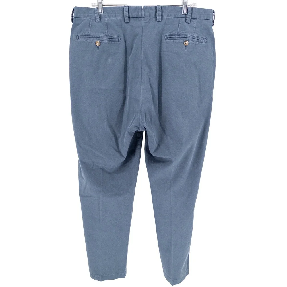 Peter Millar Mens 38x30 Soft Touch Flat Front Trousers Pants Blue Pima Cotton